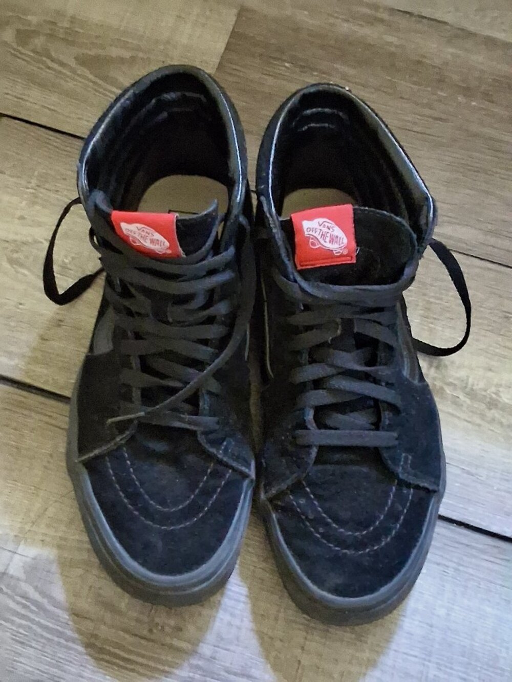 Van's  9.5 M 11 W Black High Top Suede Off The Wall Skater Sneakers Shoes